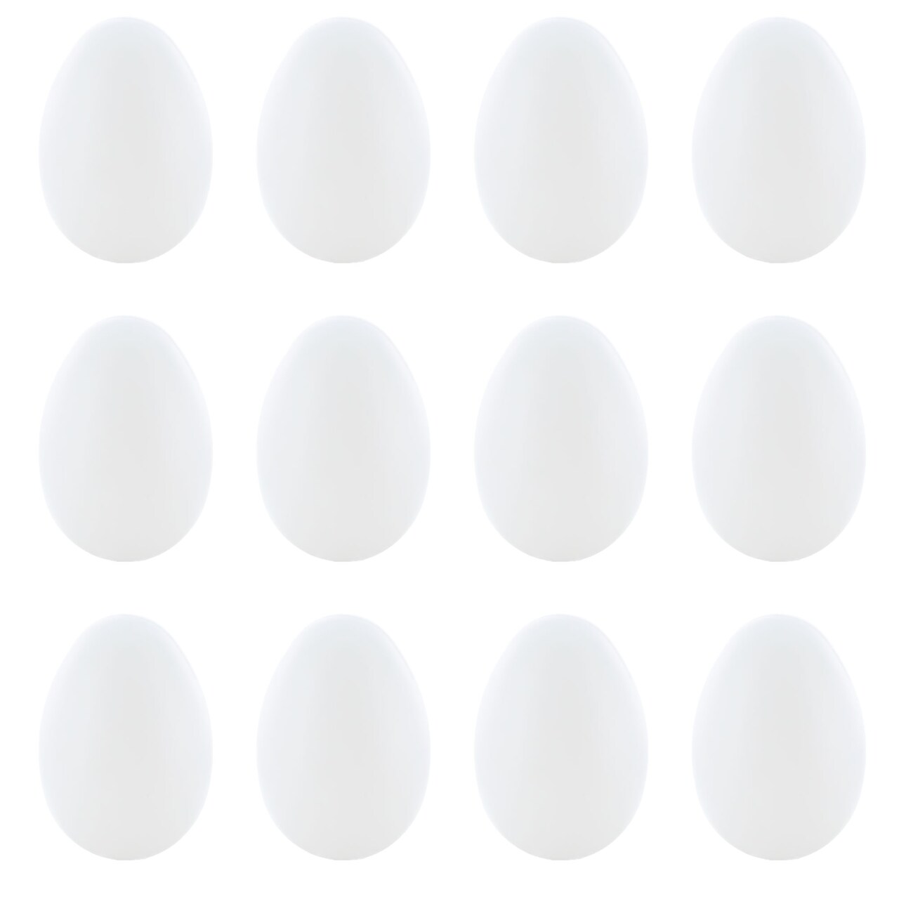 12 Blank Hollow Solid White Plastic Easter Eggs 2.25 Inches